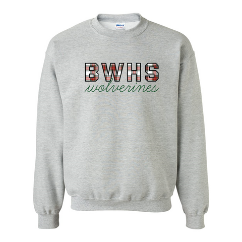 BWHS Wolverines Winter Plaid Sweatshirt