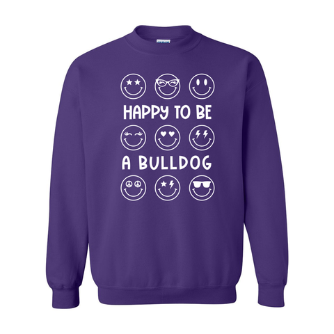 Happy Bulldog Purple Crewneck