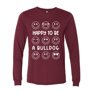 Happy Bulldog Maroon Long Sleeve Tee