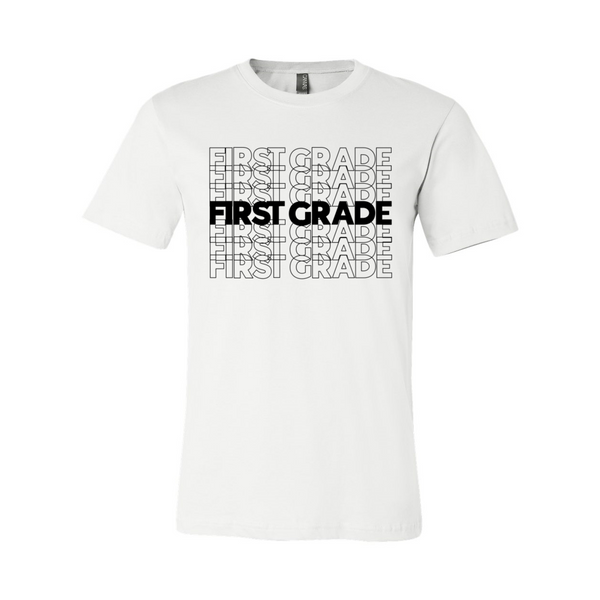 First Grade Stacked Print T-Shirt