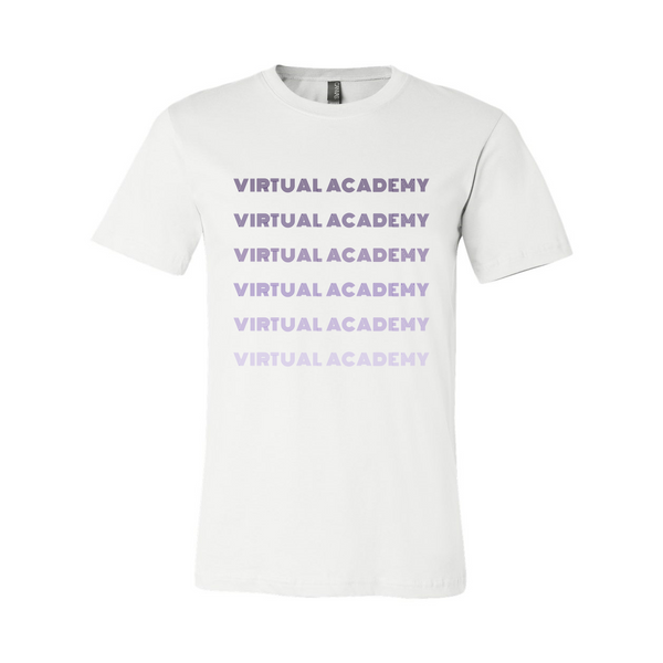 Virtual Academy Retro Font Monochrome T-Shirt
