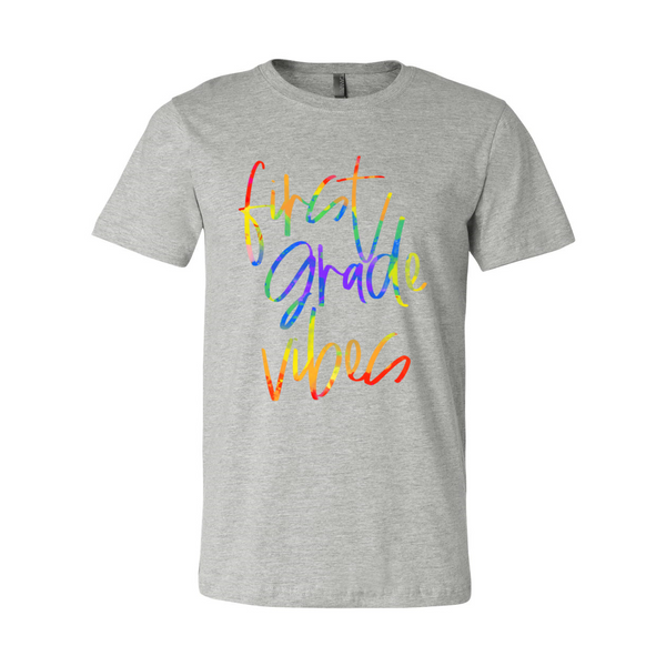 First Grade Vibes Tie Dye Font Tee