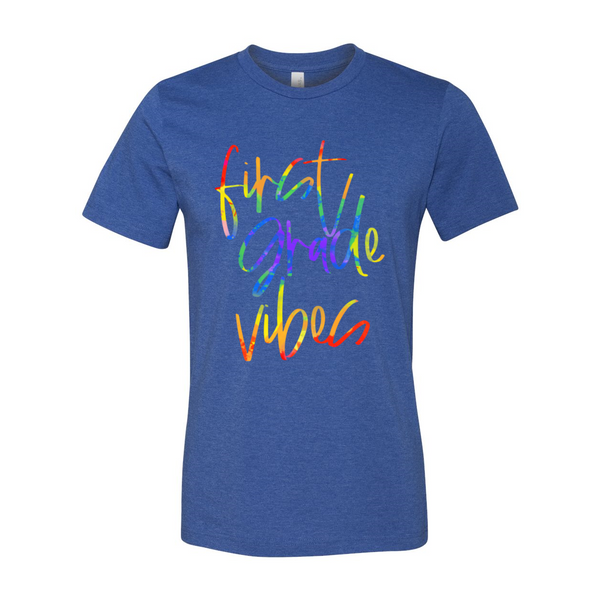 First Grade Vibes Tie Dye Font Tee